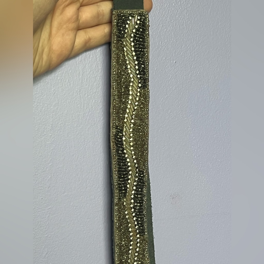 Grey beaded leather tie back belt Urban Outfitters  size s/m